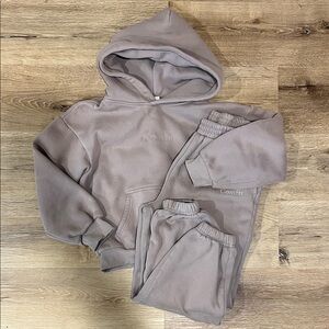 Kids Comfrt Hooded Sweatshirt & Jogger Set - Taupe